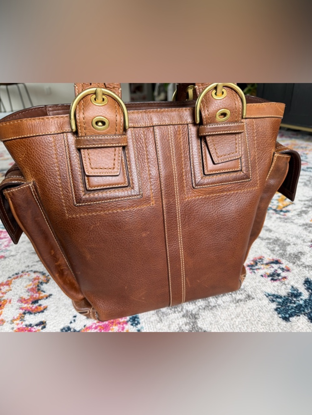 2006 Coach Mia SoHo Tote Whiskey Braided Straps Leather Vintage Y2K Satchel - Picture 11 of 12